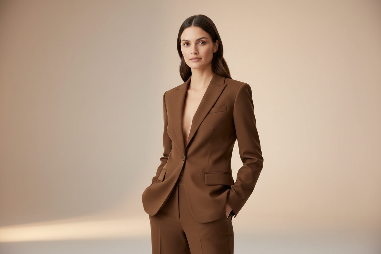 Brown Tailored Blazer Model Showcase