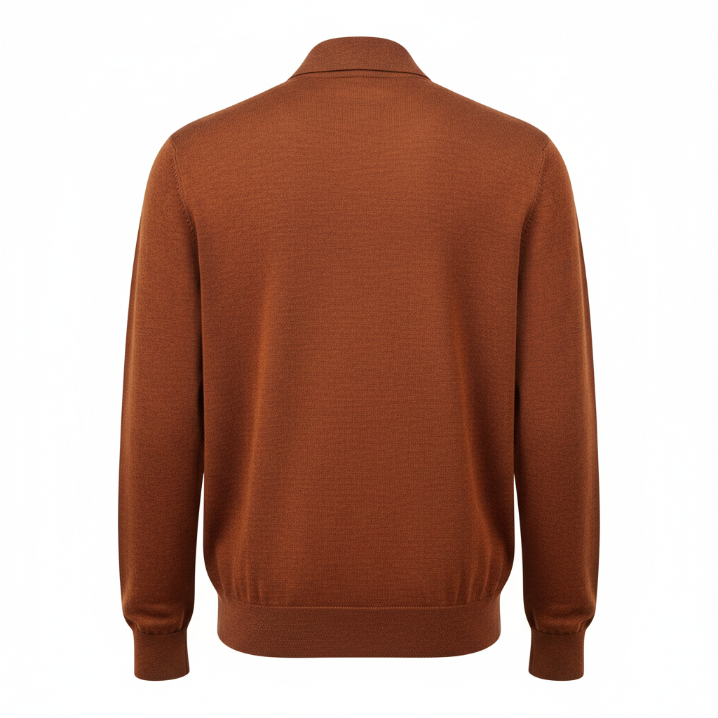 Classic Zip Pullover in Burnt Copper – Back View