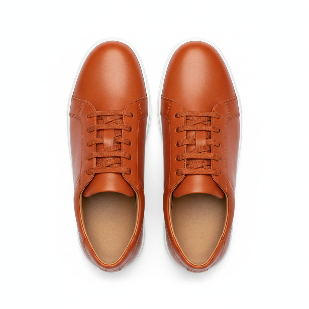 Urban Leather Sneakers in Burnt Orange – Top view