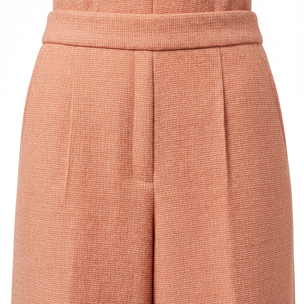 Minimal Wide Pants – Coral Peach – Fabric Detail