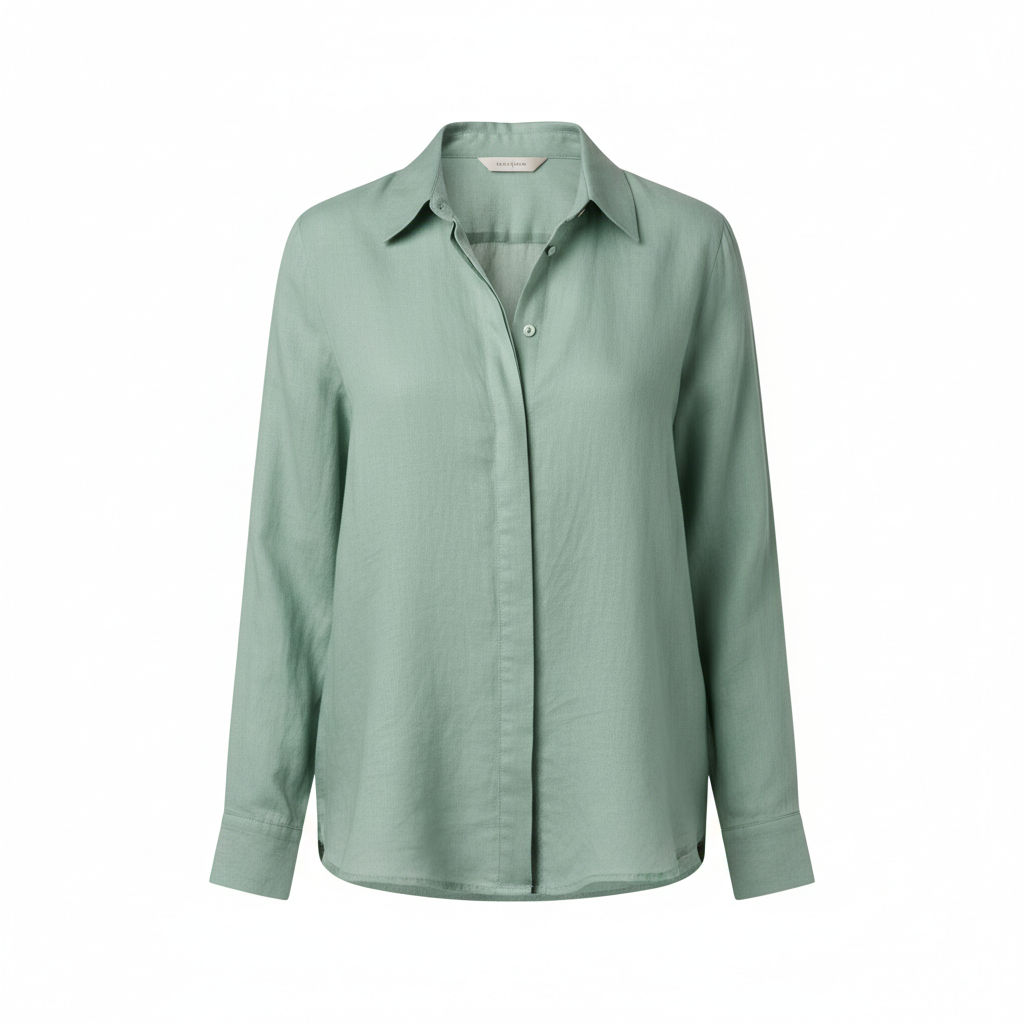 Relaxed Linen Shirt in Pistachio Green – Front View