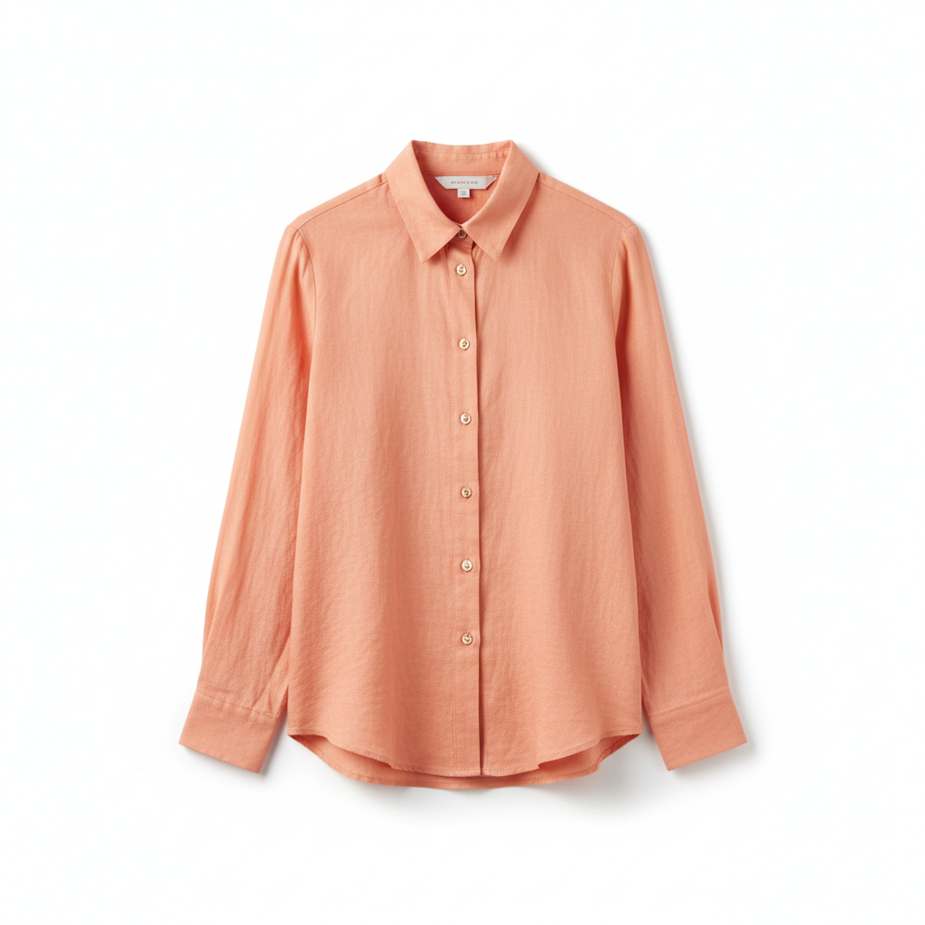 Relaxed Linen Shirt in Coral Peach – Hero
