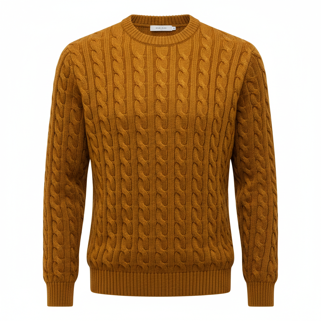 Cable Knit Sweater in Amber Gold – Hero