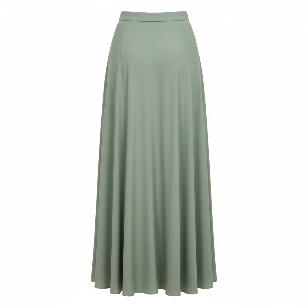 A-Line Maxi Skirt in Sage Green – Back View
