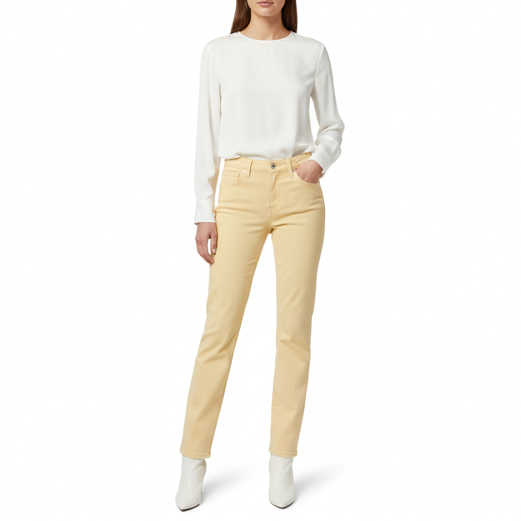 Classic Straight Jeans – Butter Yellow – Model