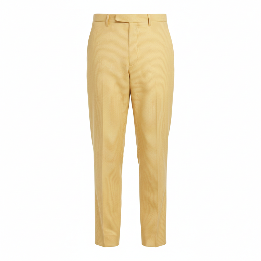 Pinstripe Relaxed Trousers in Butter Yellow – Front View