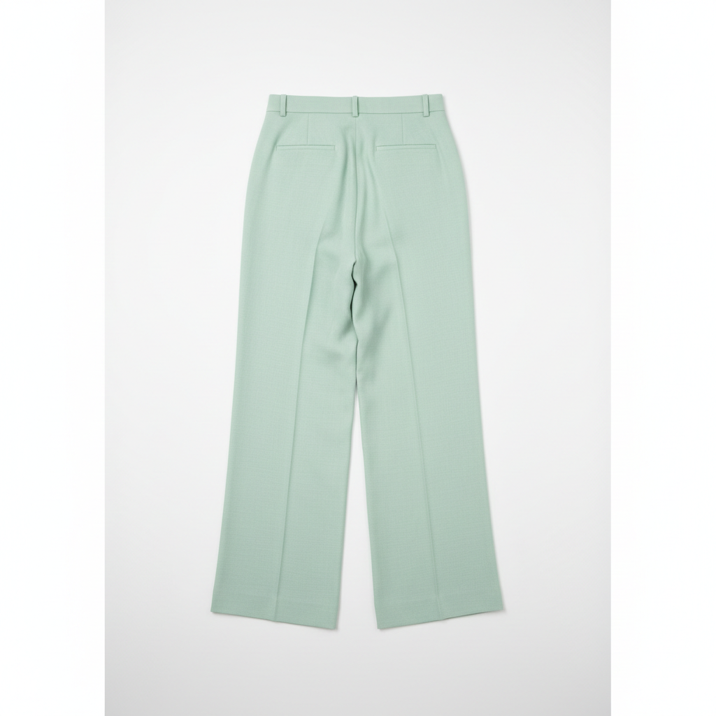 Minimal Wide Pants – Pistachio Green – Back View