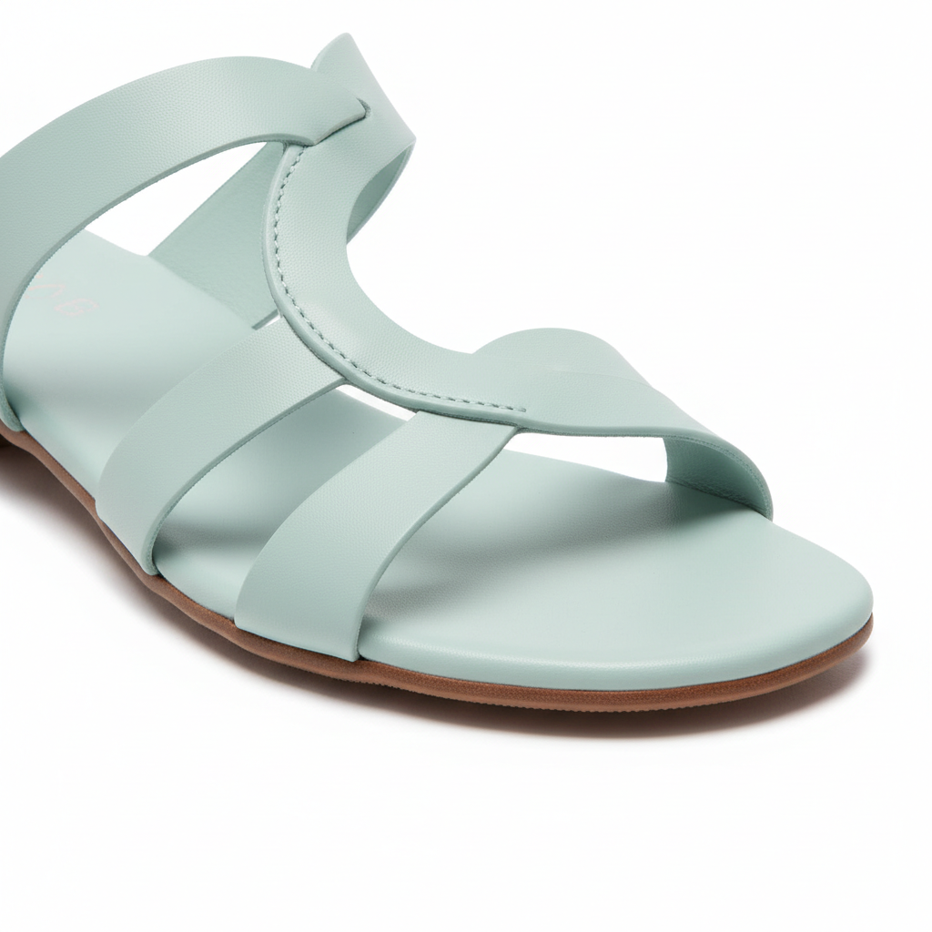 Modern Sandals in Aqua Mist – Strap Detail