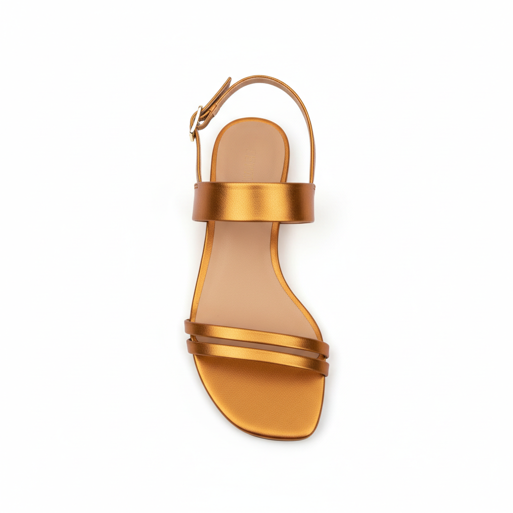 Modern Sandals in Amber Gold – Top View