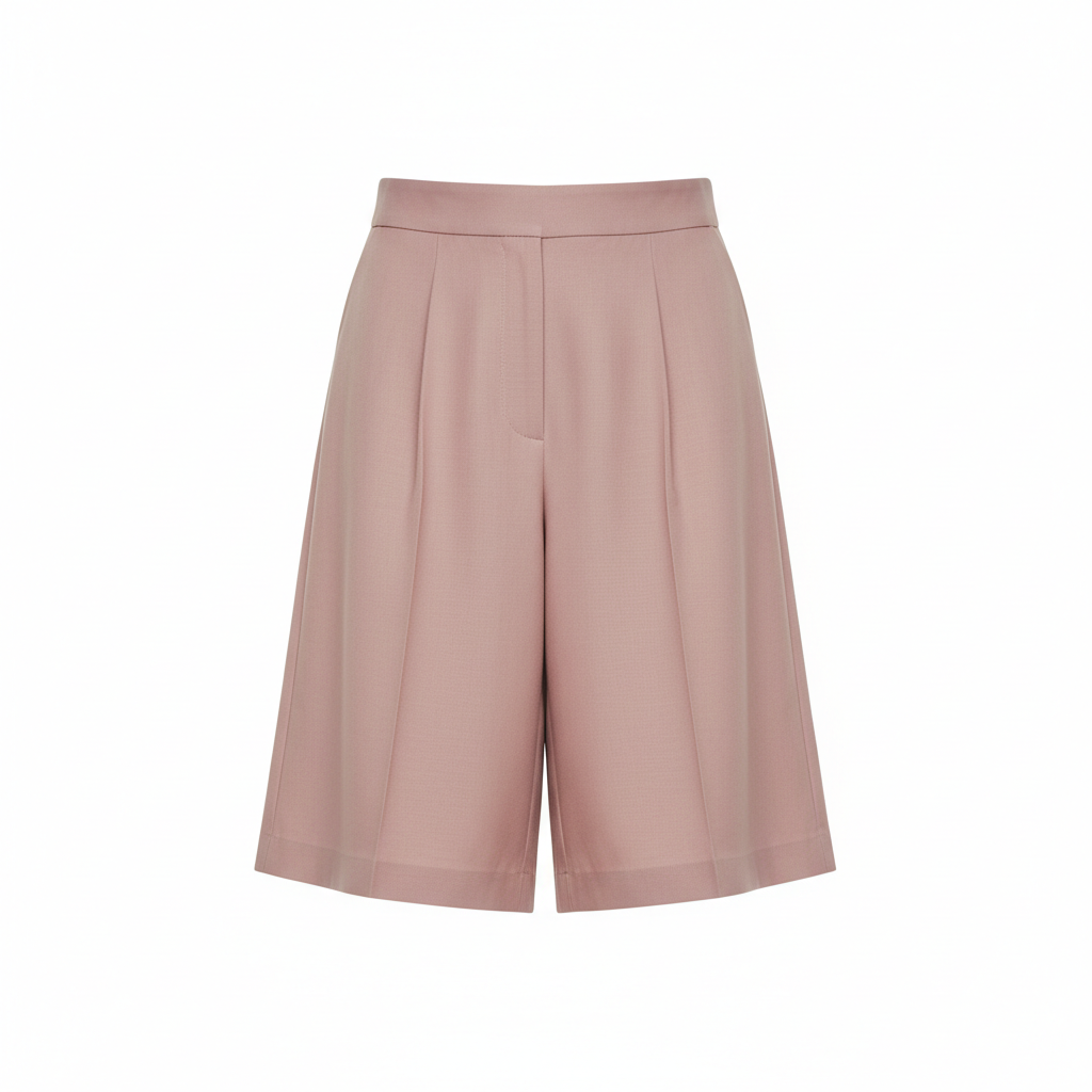Classic Wide Shorts in Rose Mauve – Front View