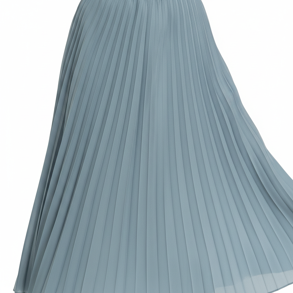 Pleated Long Skirt in Ocean Mist – Detail Close-Up