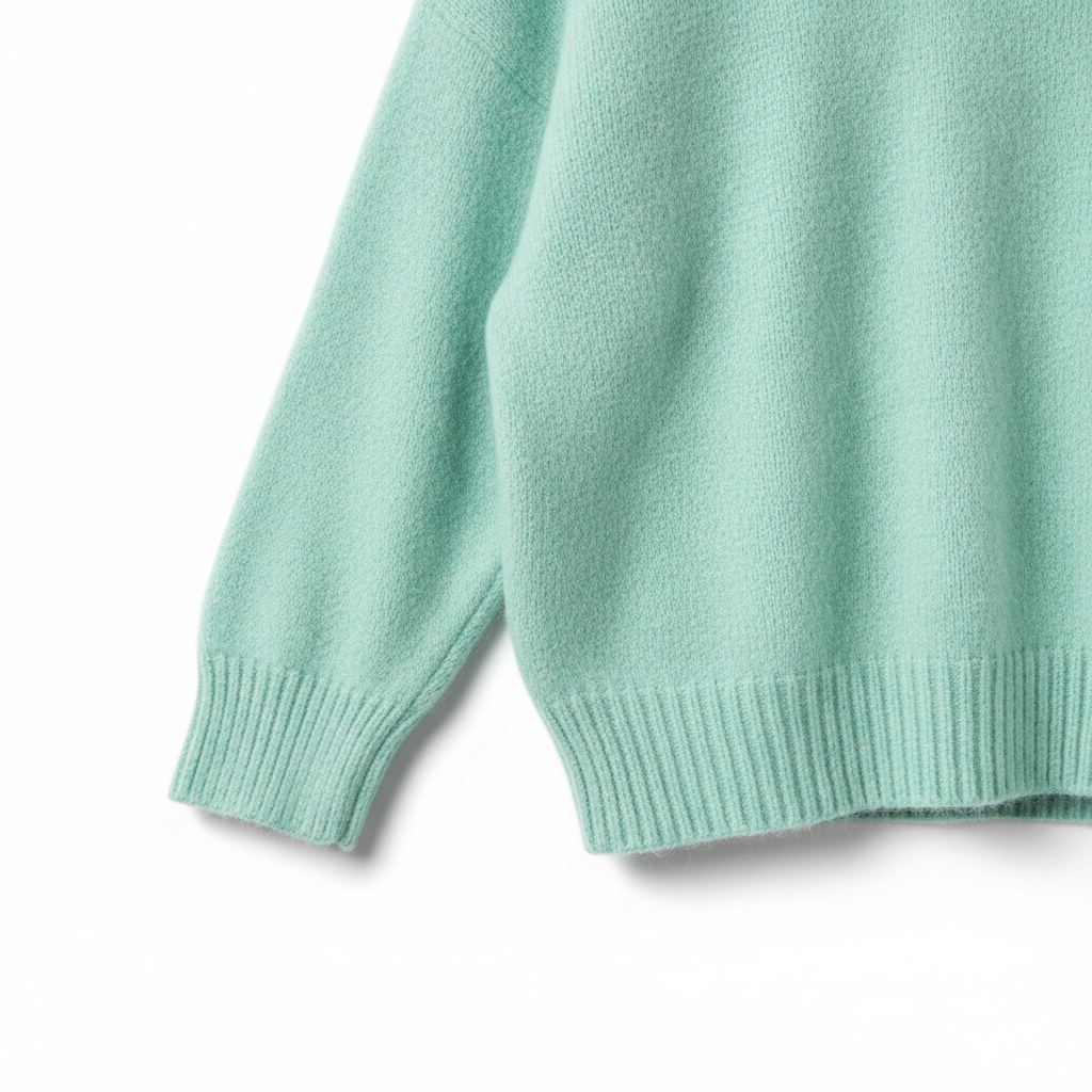 Cozy Knit Sweater in Ocean Mint – Detail Close-Up