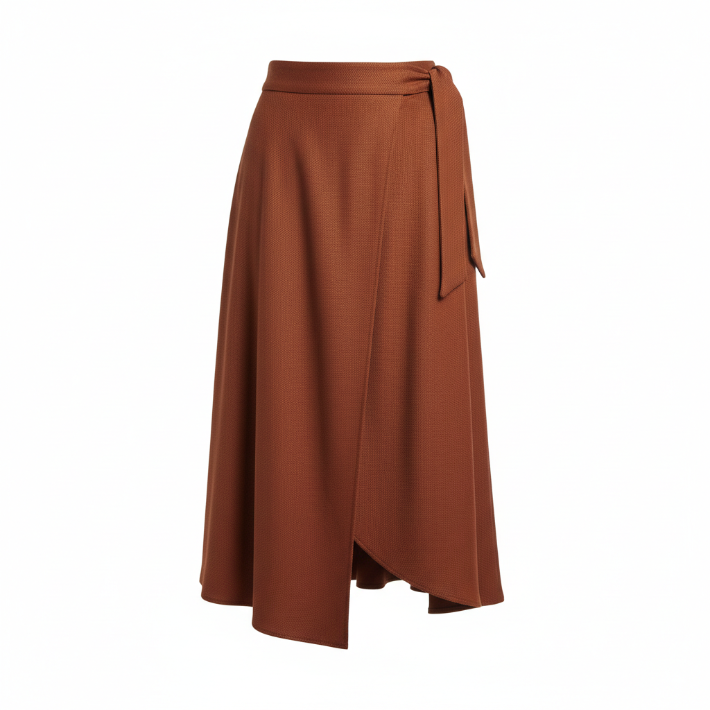 Asymmetric Wrap Midi Skirt in Cinnamon Copper – Hero