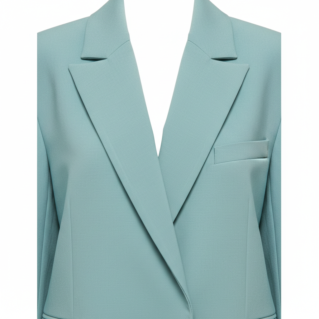 Oversized Tailored Blazer Aqua Mist – Fabric Detail