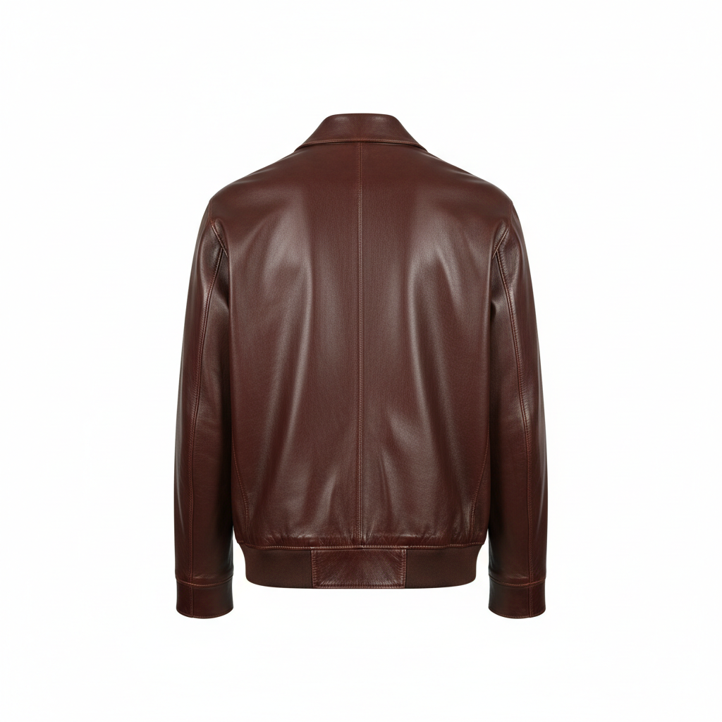 Noir Leather Jacket – Espresso Brown – Back View