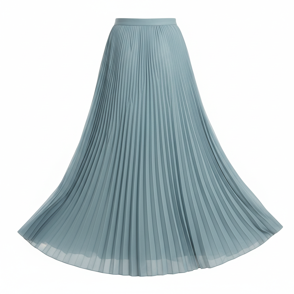 Pleated Long Skirt in Ocean Mist – Back View