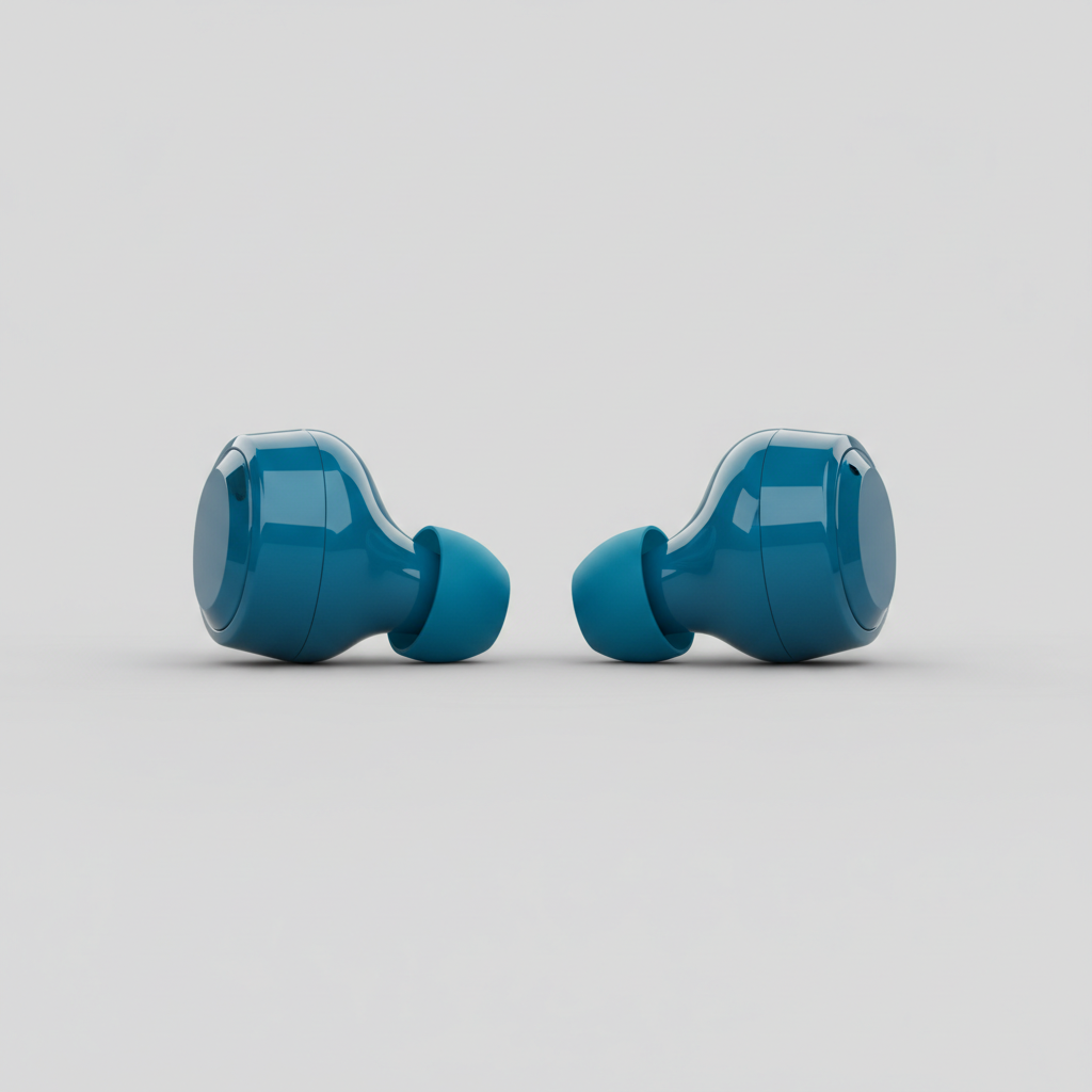 Luxury Earbuds Elite in Sapphire Cyan – Side View