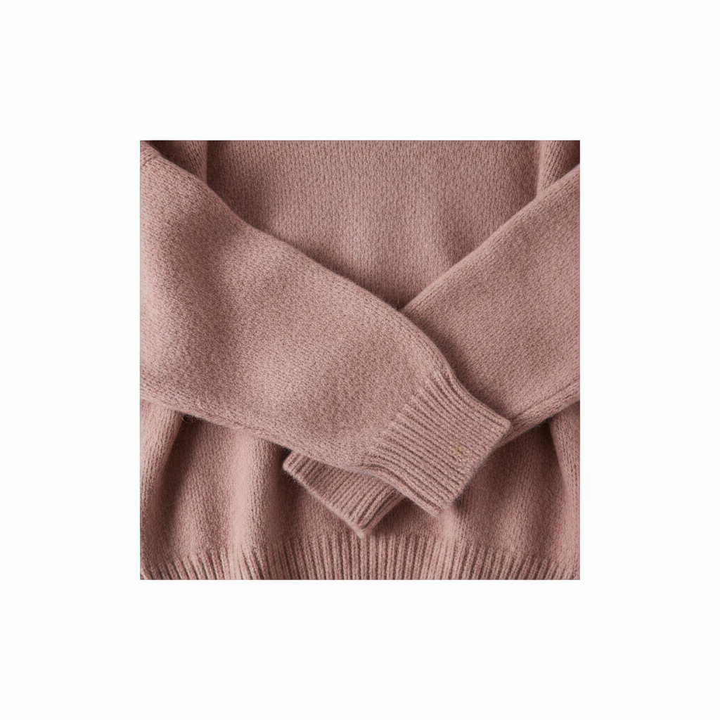 Cozy Knit Sweater in Dusty Rose – Detail Close-Up