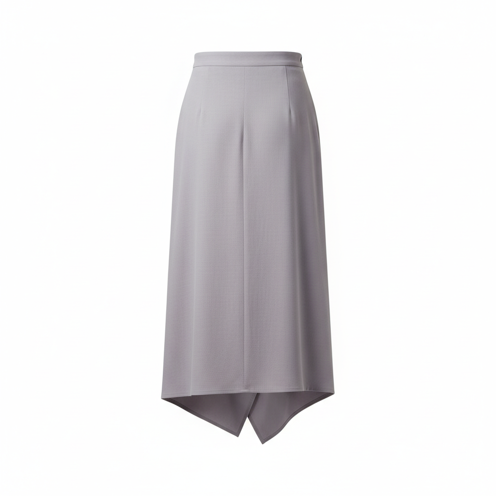 Asymmetric Wrap Midi Skirt in Lavender Grey – Back View