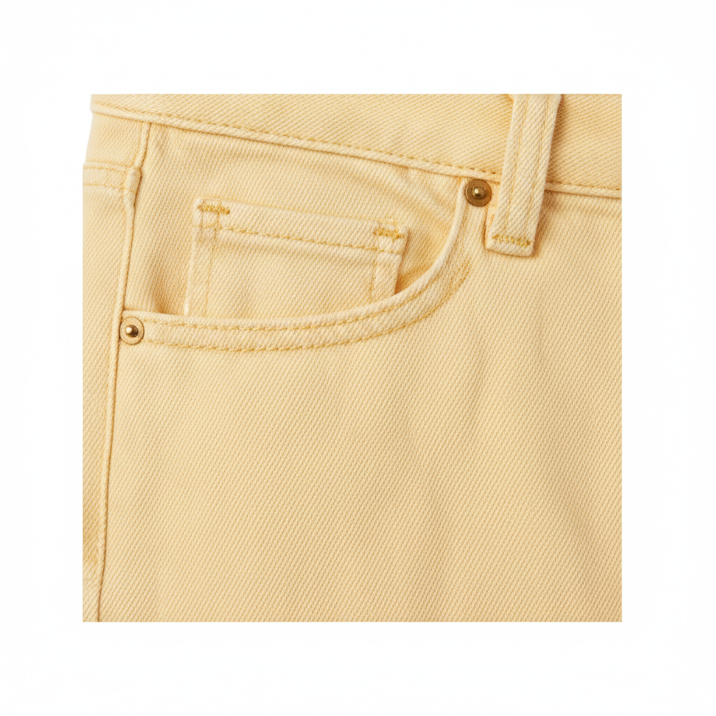 Classic Straight Jeans – Butter Yellow – Fabric Detail
