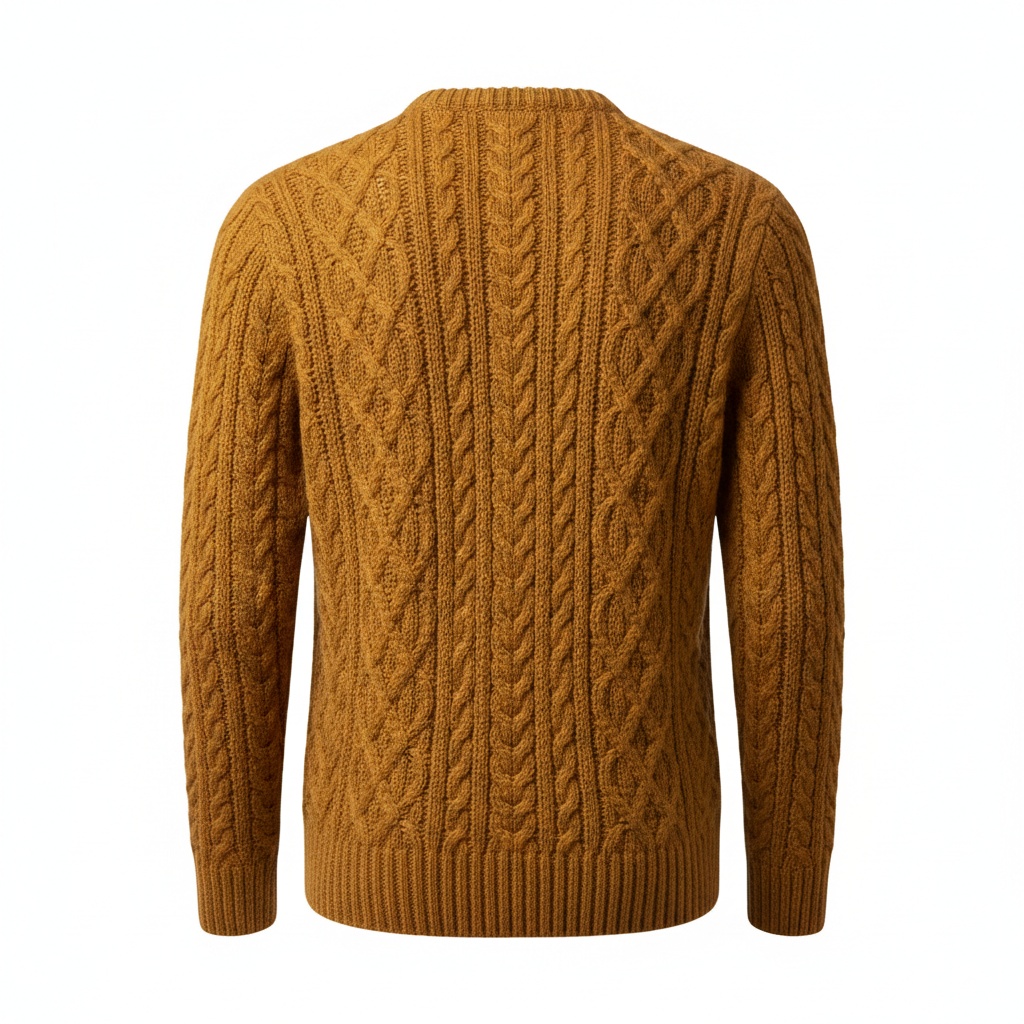 Cable Knit Sweater in Amber Gold – Back View