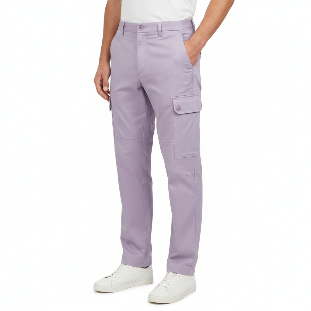 Utility Cargo Pants in Soft Lavender – Model Shot