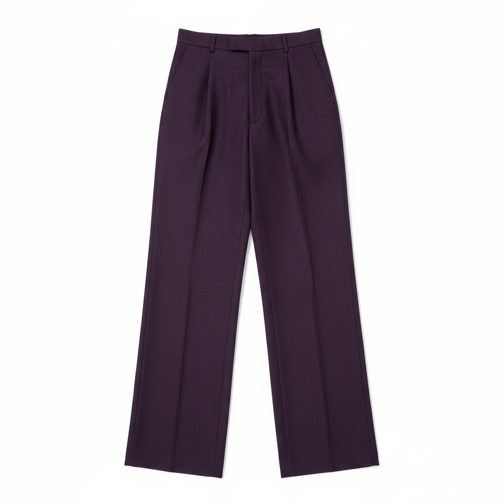 Minimal Wide Pants in Midnight Plum – Front View