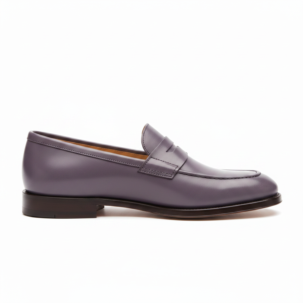 Classic Penny Loafers in Dusty Lavender – Side view