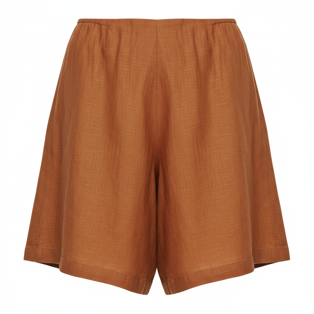 Classic Wide Shorts in Cinnamon Copper – Detail Close-Up