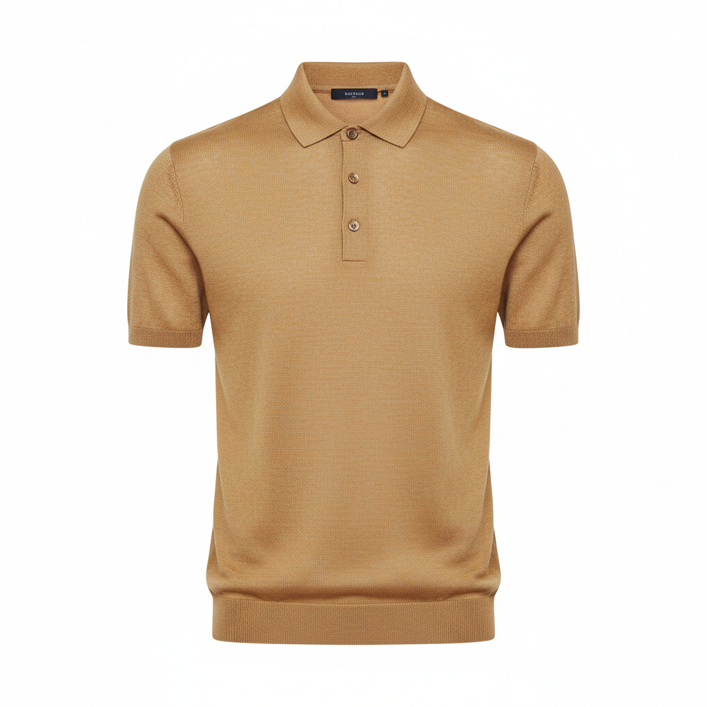 Polo Knit Shirt – Champagne Gold – Hero
