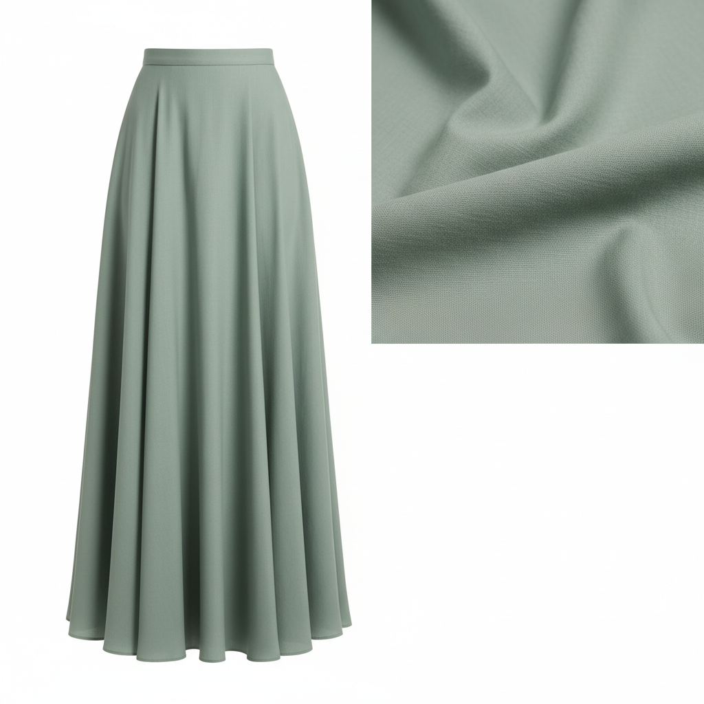 A-Line Maxi Skirt in Sage Green – Detail Close-Up
