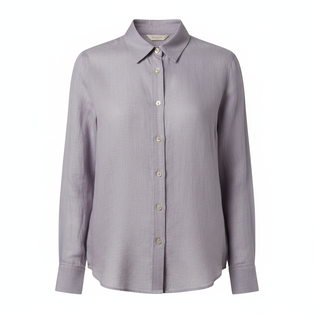 Relaxed Linen Shirt in Lavender Grey – Front View