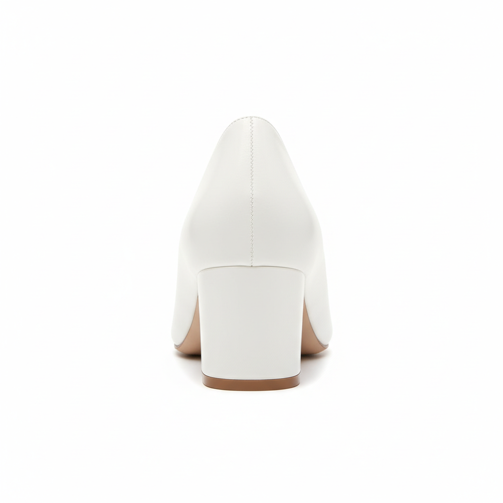 Elegant Block Heels in Pearl White – Hero View