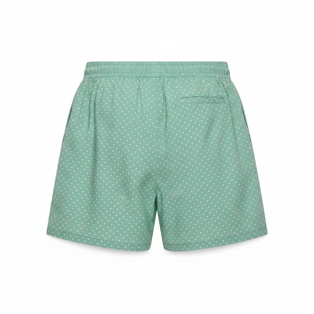 Polka Dot Casual Shorts in Pistachio Green – Back View