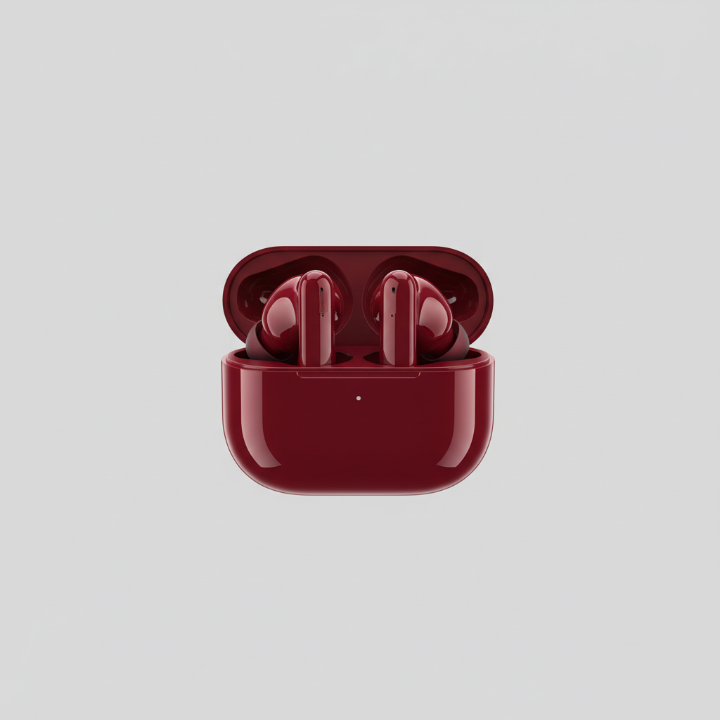 Luxury Earbuds Elite in Ruby Red – Hero Shot
