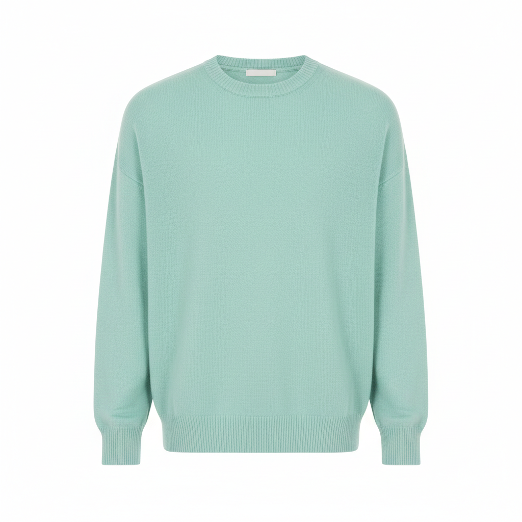 Cozy Crew Neck Sweater in Ocean Mint – Front View