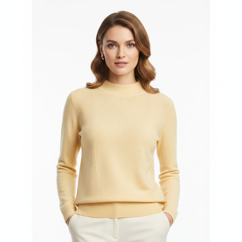 Minimal Knit Top in Butter Yellow – Model