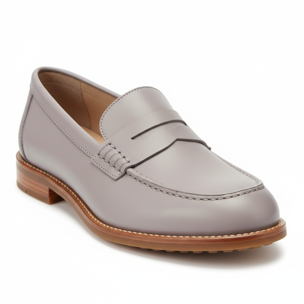 Chic Penny Loafers in Lavender Grey – Sole Detail
