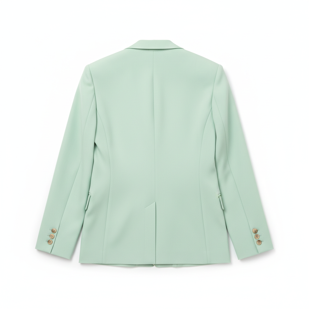 Classy Button Blazer Pistachio Green – Back View