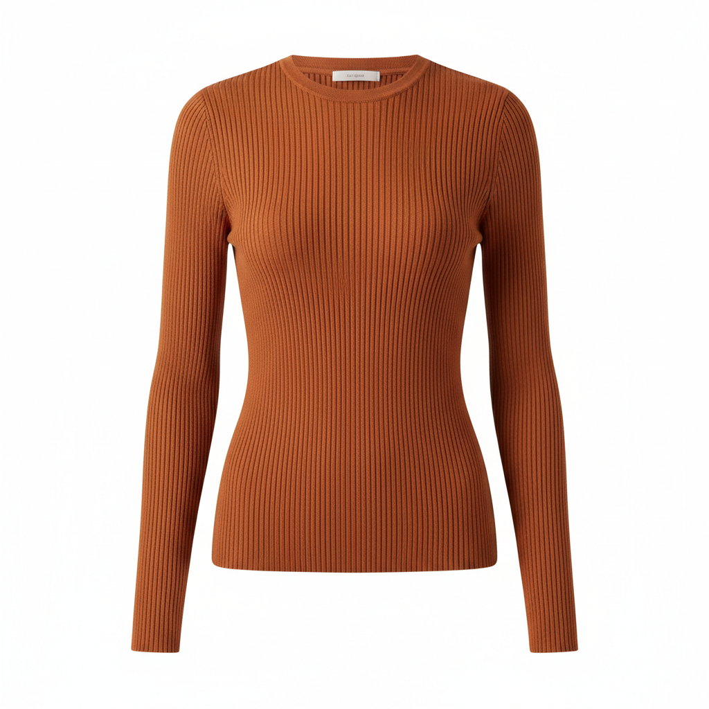 Ribbed Knit Top in Cinnamon Copper – Hero