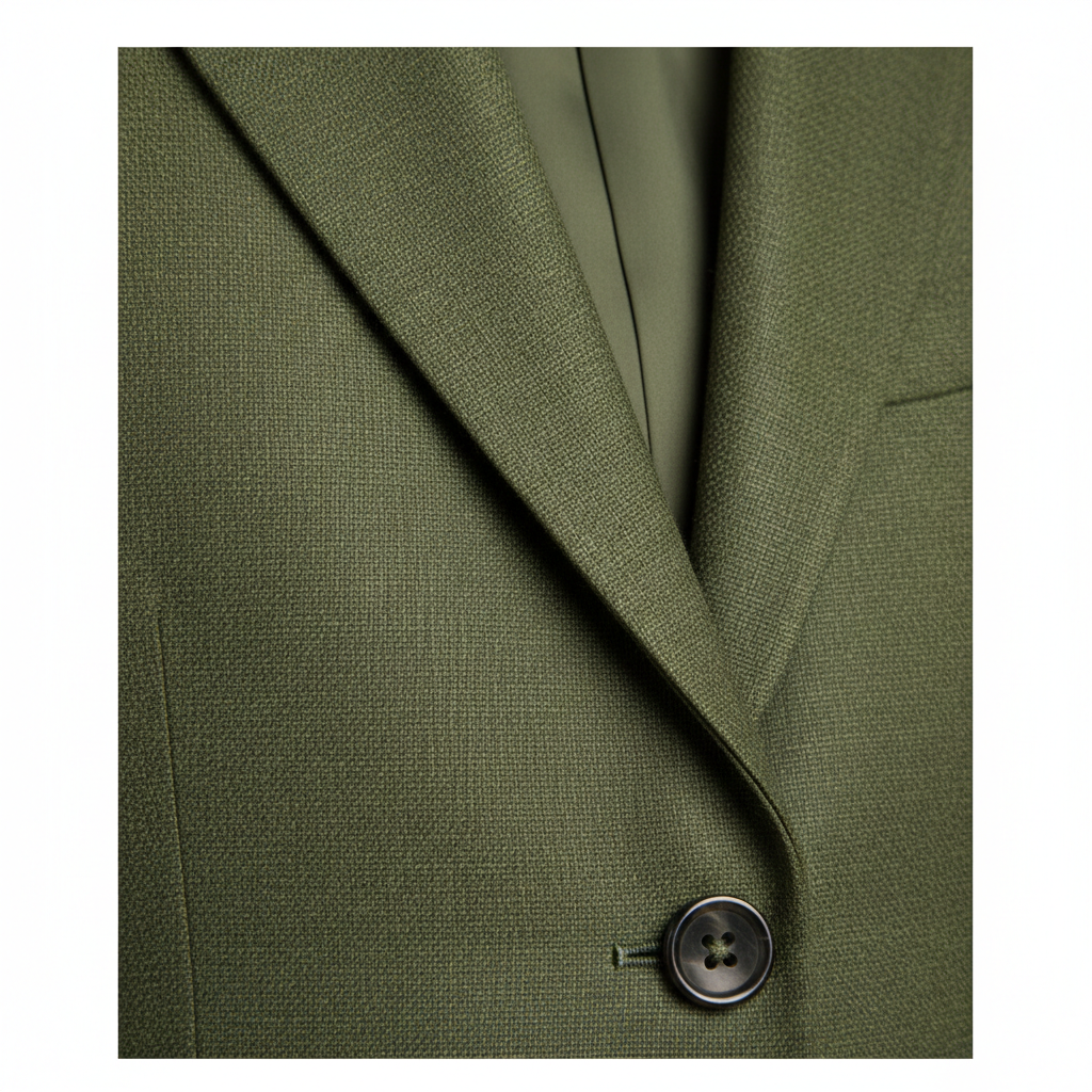 Urban Tailored Blazer – Olive Moss – Fabric Detail