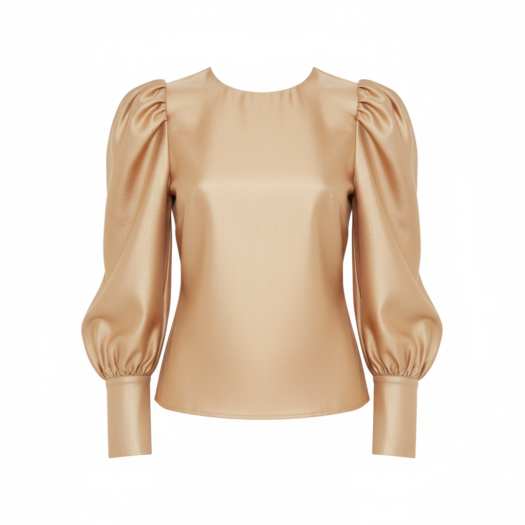 Puff Sleeve Blouse in Champagne Gold – Hero