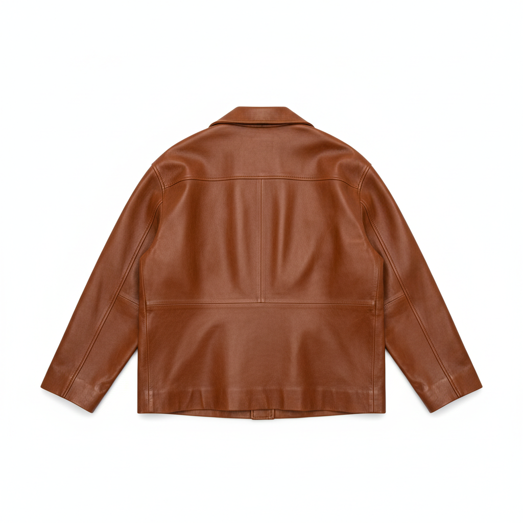 Noir Leather Jacket Cinnamon Brown – Back View