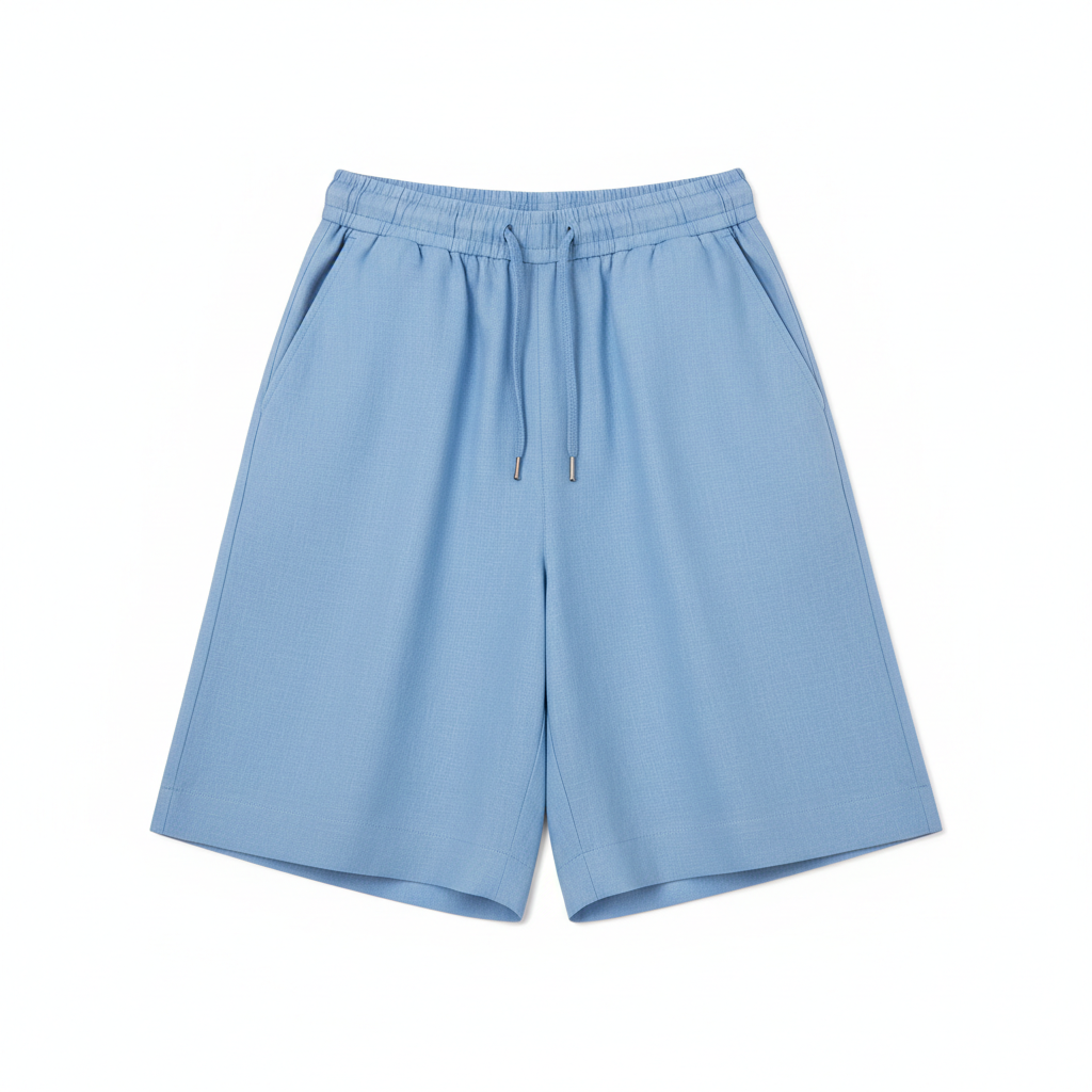 Classic Wide Shorts in Sky Blue – Front View