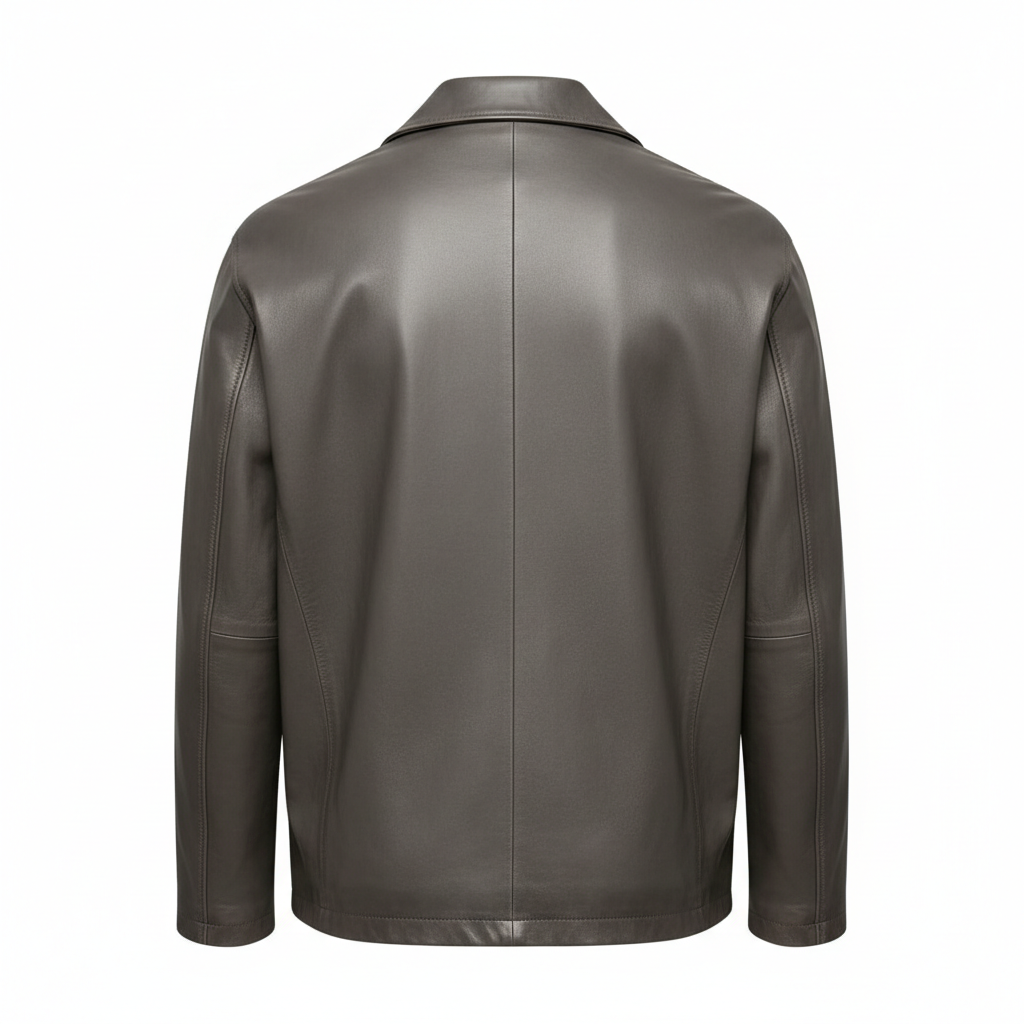 Noir Leather Jacket – Onyx Grey – Back View