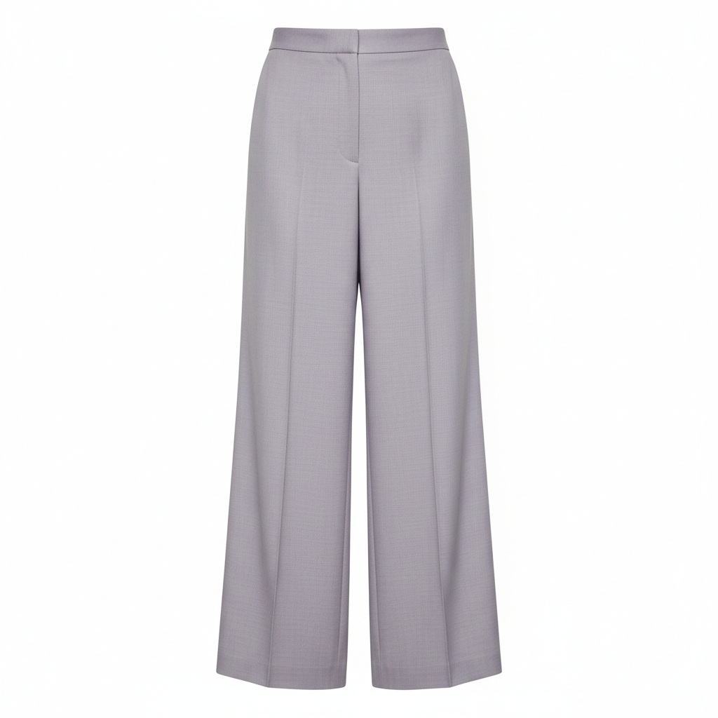 Minimal Wide Pants – Lavender Grey – Front View