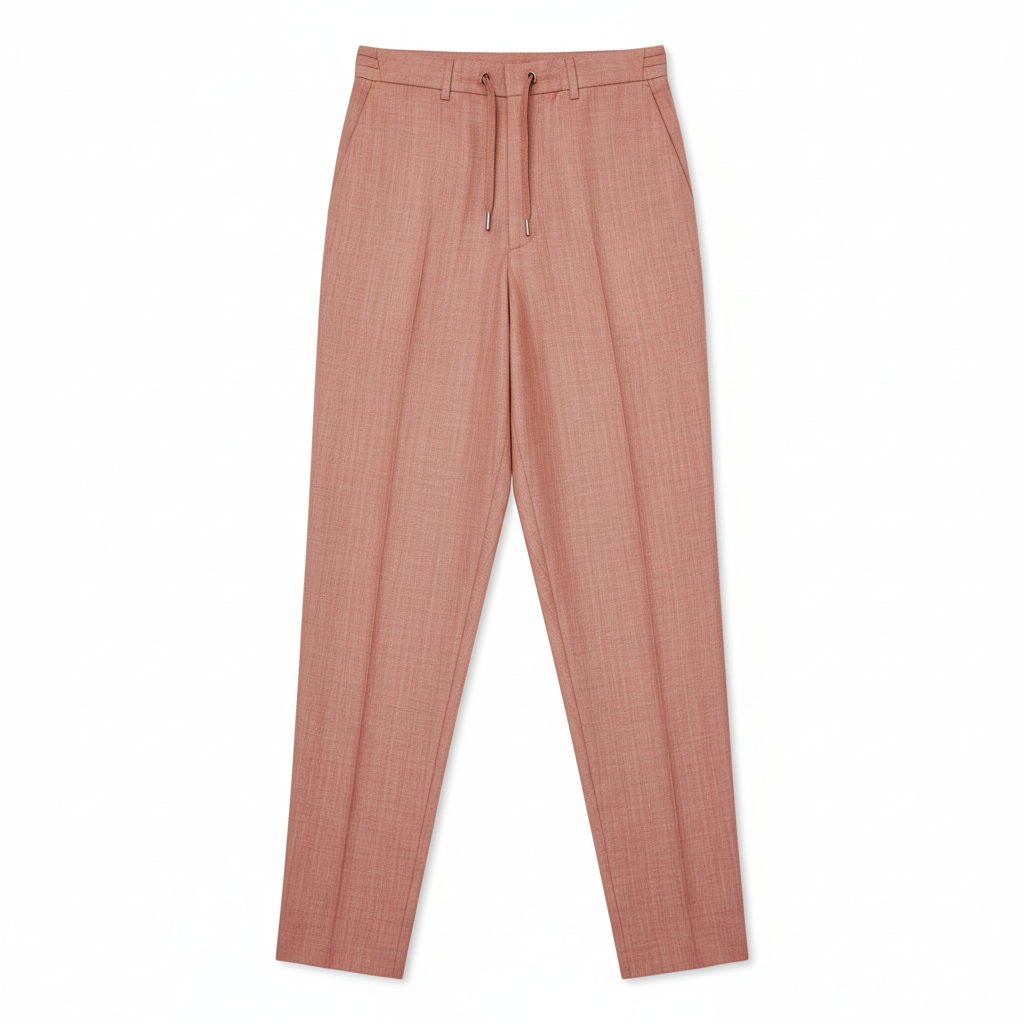 Pinstripe Relaxed Trousers in Dusty Coral – Front View