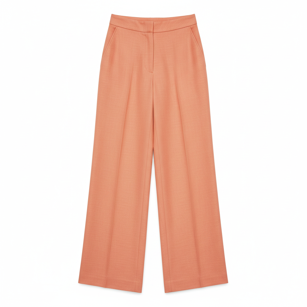 Minimal Wide Pants – Coral Peach – Front View