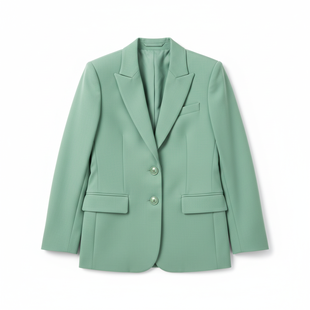 Classy Button Blazer Pistachio Green – Front View