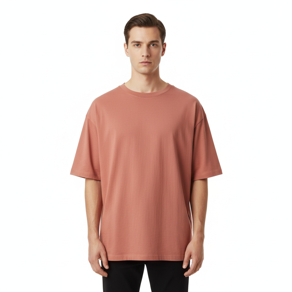 Relaxed Oversized T-Shirt – Dusty Coral – Model